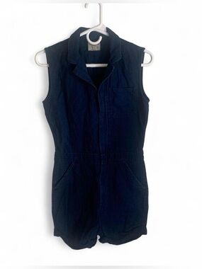 Vintage Polo Ralph Lauren navy blue chambray linen blend romper size 14 small